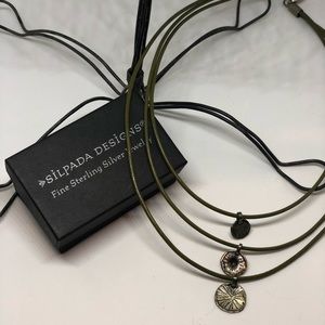 SILPADA GREEN LEATHER AND STERLING SILVER NECKLACE
